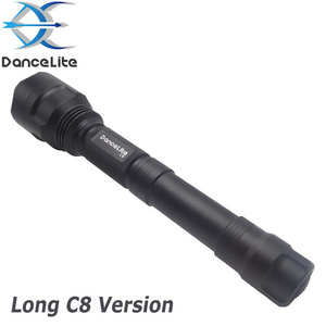 LONG Version C8 Security Hunting Flashlight 3.7-8.4V XPL Hi 2000Lm 1MODE (on/off) LED Flashlights Self Defense Torch (2x18650)