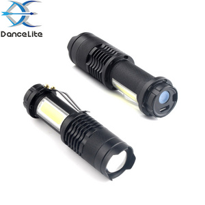 LOGO Printing Battery Built-in SK68 USB Mini Rechargeable LED Flashlight Torch COB Torch Adjustable Penlight