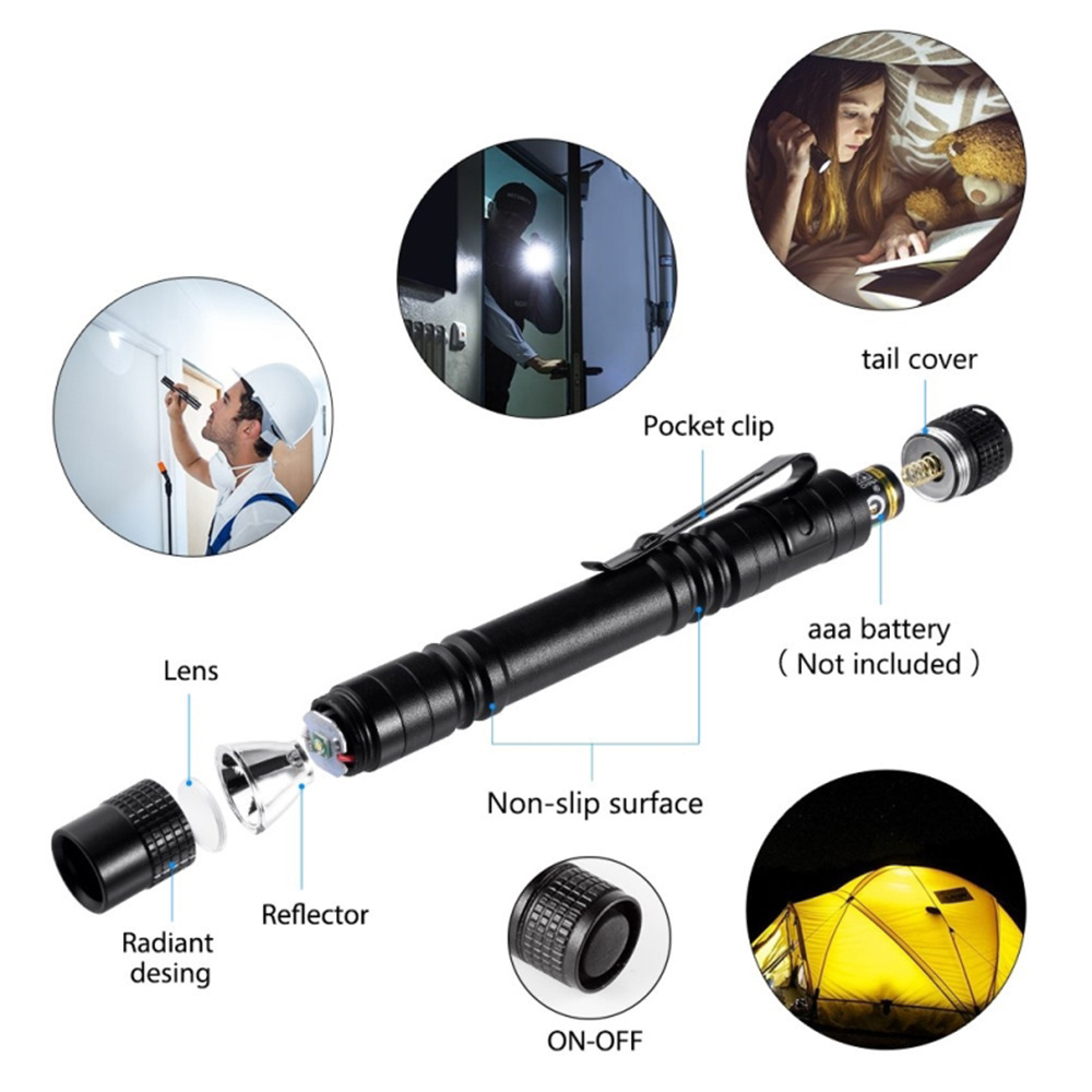 OEM Super Mini Pen Light Pen Light Portable LED Flashlight 1-Mode Pencil Torch For Dentist Checking / For Camping Hiking