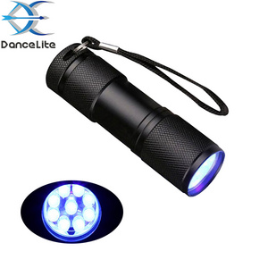 Promotion Gift Low Price 9LED UV 395nm Portable Black Flashlight Mini Keychain Torch 3xAAA Powered 9 LEDs UV Key-chain Lamp