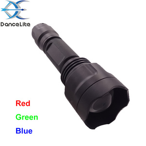 OEM C8s Zoomable Colorful LED Flashlight RGB  Red Green Blue Light Flashlights Torch For Hunting Fishing Emergency