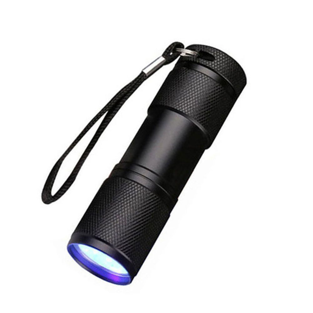 Promotion Gift Low Price 9LED UV 395nm Portable Black Flashlight Mini Keychain Torch 3xAAA Powered 9 LEDs UV Key-chain Lamp