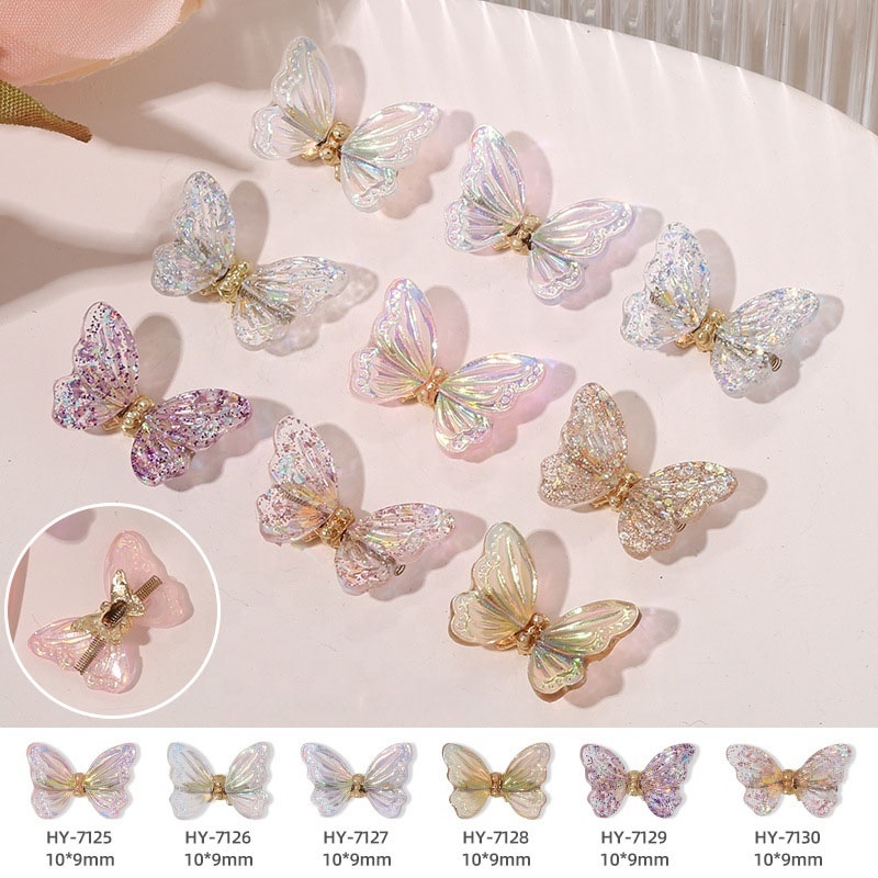 Vivid wing aurora jewelry rhinestones nail decoration supplies butterflies 3d butterfly nail art charms