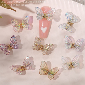 Vivid wing aurora jewelry rhinestones nail decoration supplies butterflies 3d butterfly nail art charms