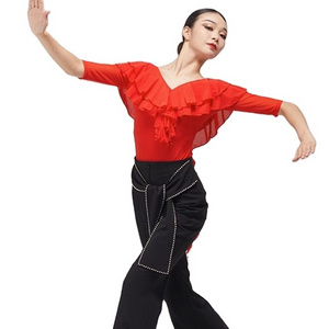 FLHY0358 Dance Skirt & Tops Dancewear Performance Set for Latin Waltz Sequin Dance Stage Costume Square Dance