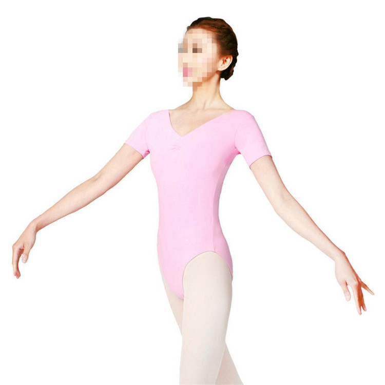 CL00130 Women Adult Basical Design Short Sleeve Black Pink Ballet Tight Leotards