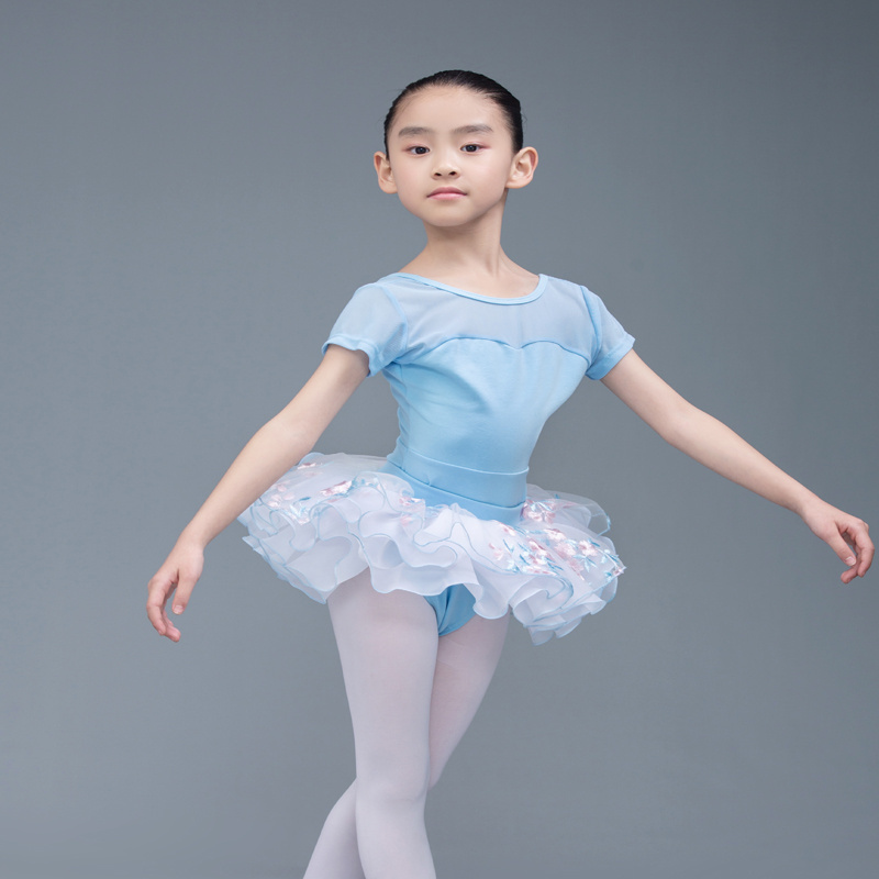 wholesale two pieces solid color dance costumes for Girls ballet tutu dress dancewear skirts