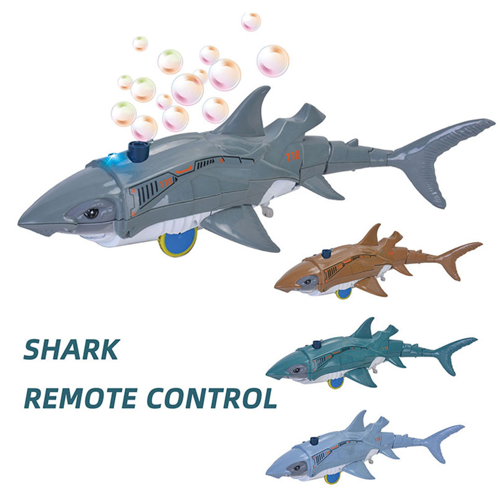 Hot remote-controlled Blowing bubbles shark RC toy funny shark bubble machine boy's favorite toy child gifts