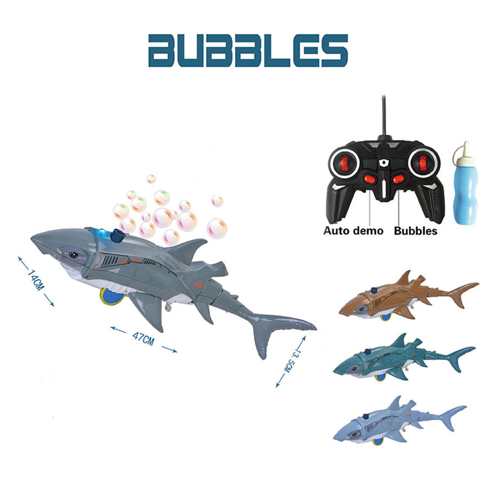 Hot remote-controlled Blowing bubbles shark RC toy funny shark bubble machine boy's favorite toy child gifts