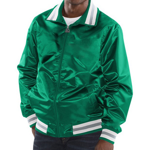 Men nylon high quality blank custom wholesale satin varsity letterman baseball bomber jacket