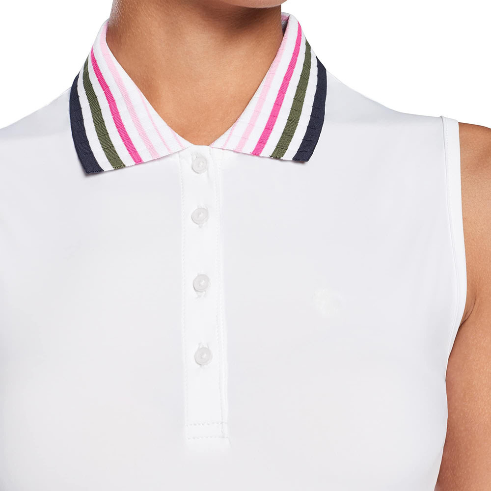 Lightweight 81% Nylon 19% Spandex 180g Women Sleeveless Golf Polo Shirt with Four Button Placket High Performance Polo Shirt