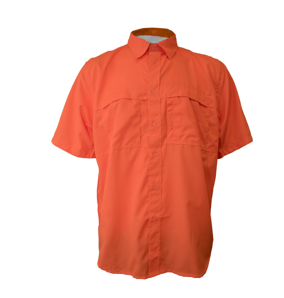 OEM Wholesale High Quality 100% Polyester Lightweight Moisture Wicking Button Down Men short Sleeve  Fishing Shirt