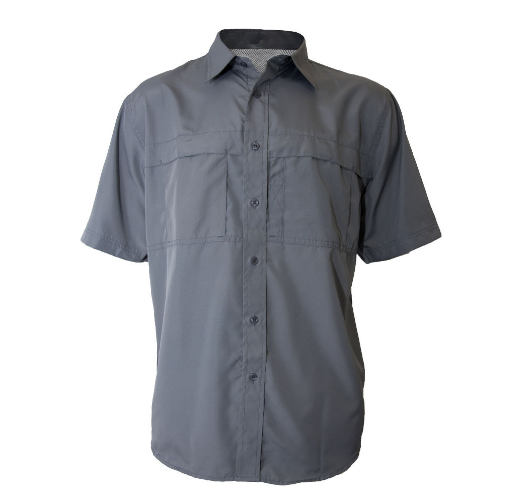 OEM Wholesale High Quality 100% Polyester Lightweight Moisture Wicking Button Down Men short Sleeve  Fishing Shirt