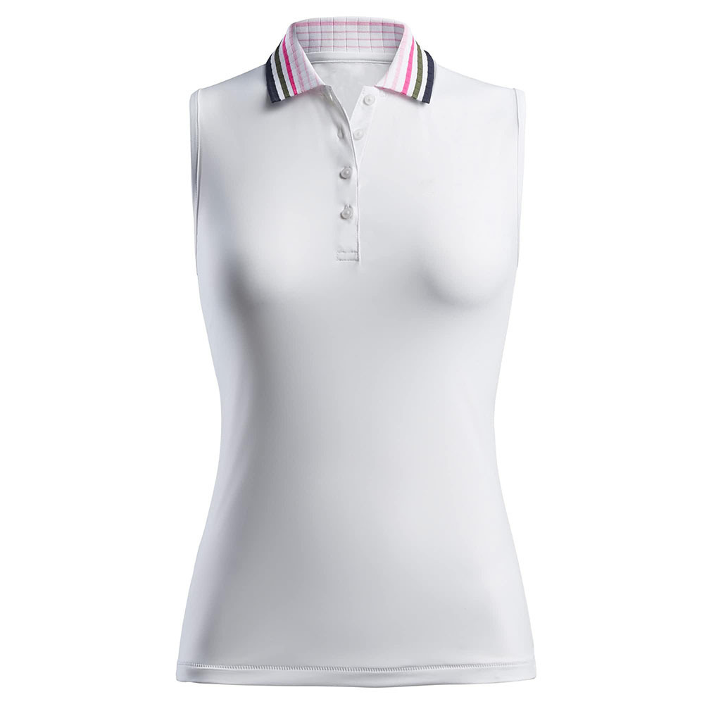 Lightweight 81% Nylon 19% Spandex 180g Women Sleeveless Golf Polo Shirt with Four Button Placket High Performance Polo Shirt