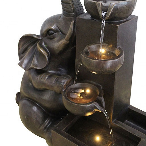 Super Cheap Outdoor Garden Elephant Decorative Solar Fountain with LED Light