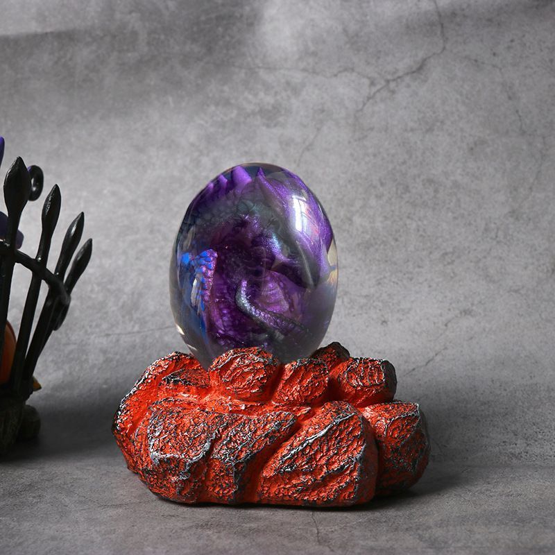 Handmade Transparent Ornament Dinosaur Egg Toy Clear Crystal Resin Lava Dragon Egg for room Decorations