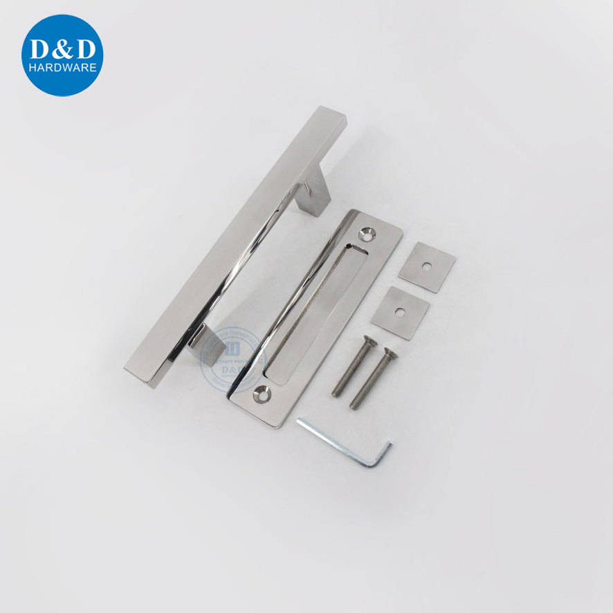 Simple Style Stainless Steel Polished Finish Hidden Barn Door Hardware Handle Flush Pull