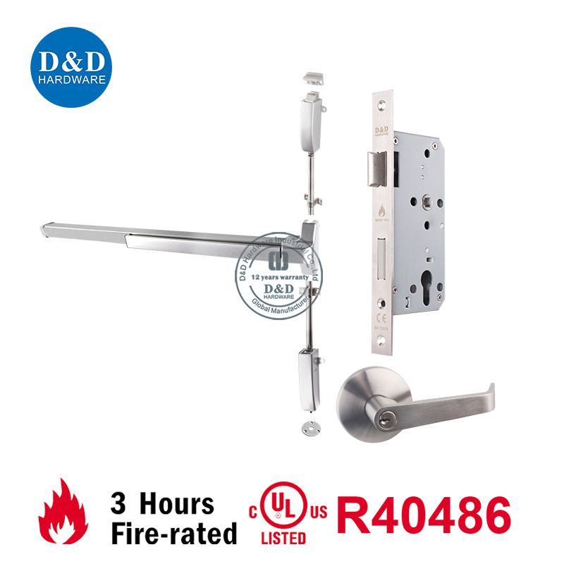 Fire Rated Standard Escape Exit Door Panic Device Hardware Outside Lever Trim Bar Lock