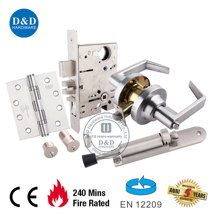 Fire Rated Door Hardware UL ANSI Grade 2 Passage Privacy Tubular Lever Handle Lock Set