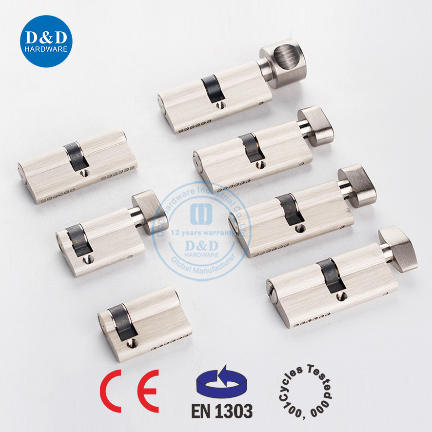 EN 1303 Solid Brass 6 Pins Standard PVD Stain finish Double Cylinder Lock for Building Door