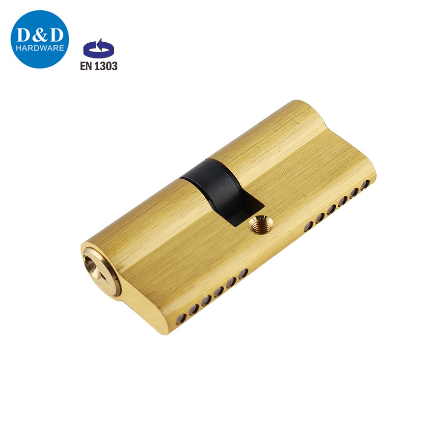 EN 1303 Solid Brass 6 Pins Standard PVD Stain finish Double Cylinder Lock for Building Door