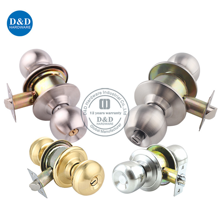 Zinc Alloy Nickel Plated Heavy Duty Tubular Lockset Keyed Entry Main Door Handle Lock Set