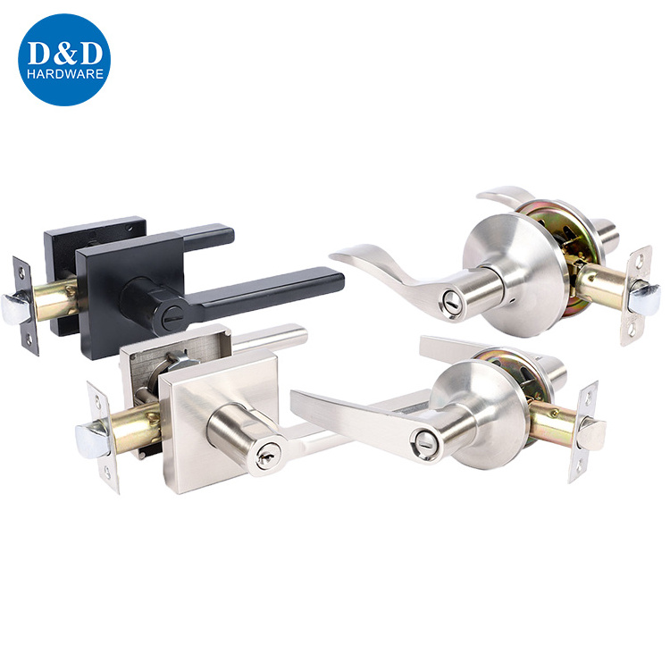 Zinc Alloy Nickel Plated Heavy Duty Tubular Lockset Keyed Entry Main Door Handle Lock Set