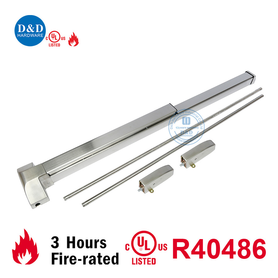 Fire Rated Stainless Steel ANSI UL Panic Exit Device Door Push Bar with Exterior Lever