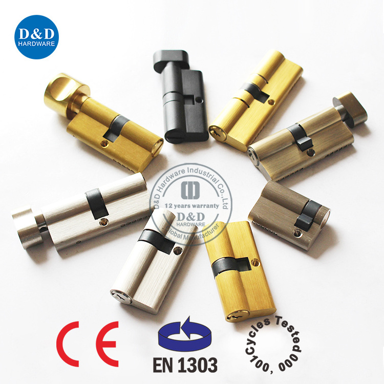 3-5 Keys Solid Brass Classroom Door Lock Half Antique Brass Door Cylinder for Wooden Door