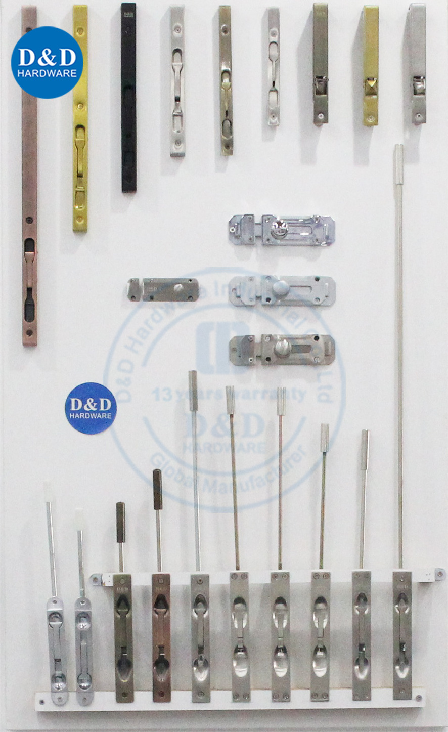 Vertical Adjustment Standard Rod Stainless Steel Metal Door Fully Automatic Flush Bolt