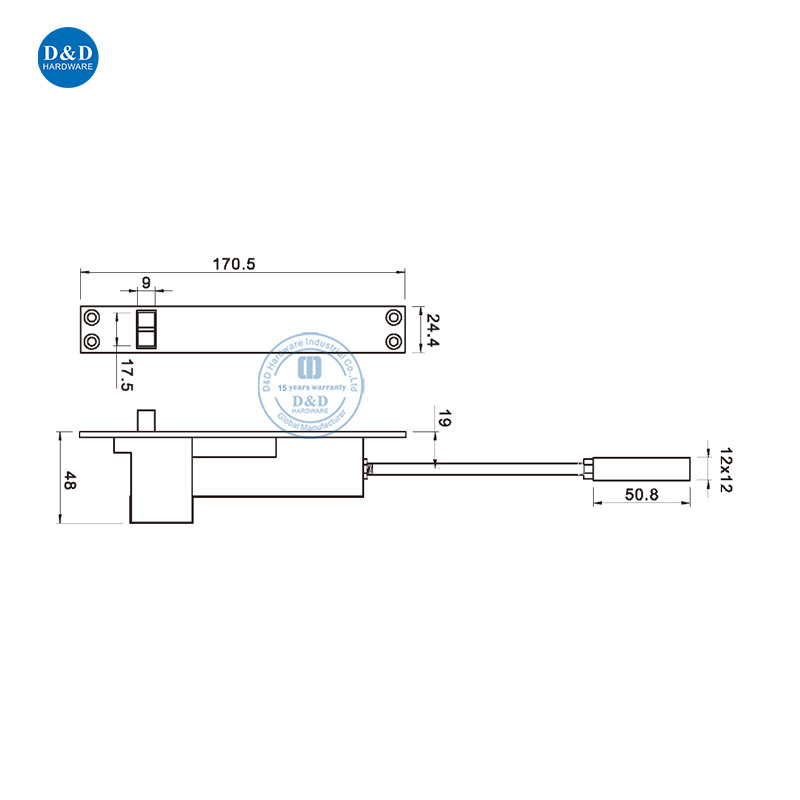 Vertical Adjustment Standard Rod Stainless Steel Metal Door Fully Automatic Flush Bolt