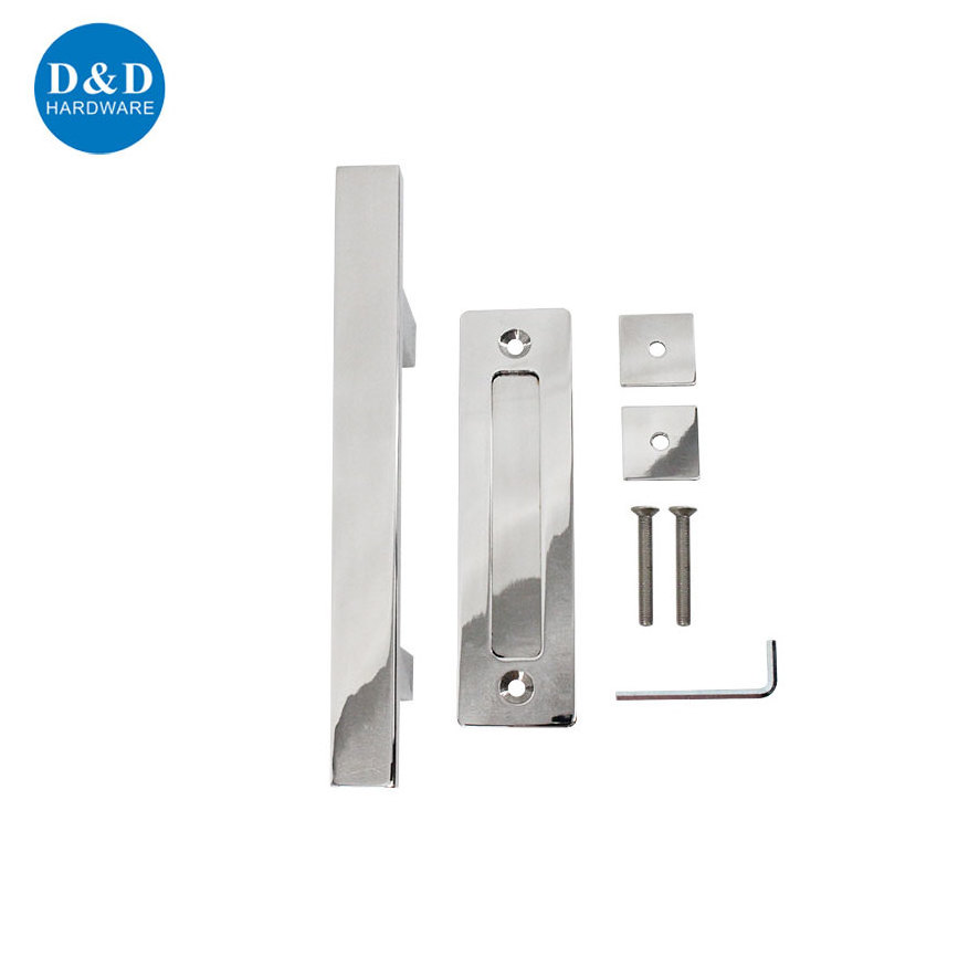 Simple Style Stainless Steel Polished Finish Hidden Barn Door Hardware Handle Flush Pull