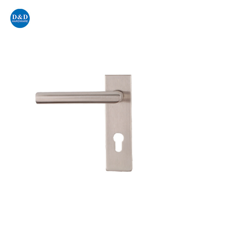 Stainless Steel Cylinder Lock Plate Tube Mitred Lever Handle on Plate