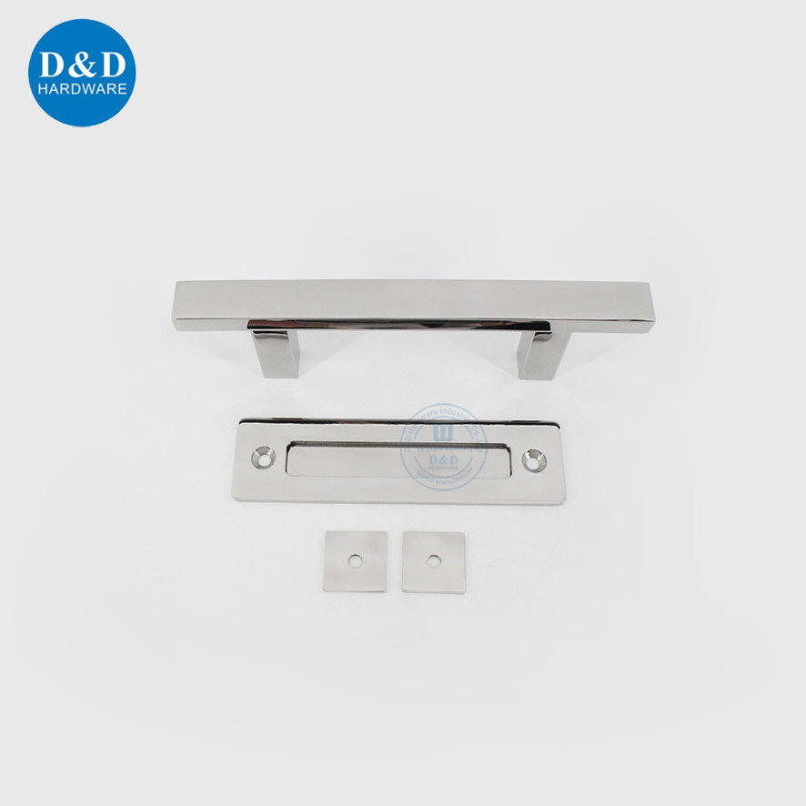 Simple Style Stainless Steel Polished Finish Hidden Barn Door Hardware Handle Flush Pull