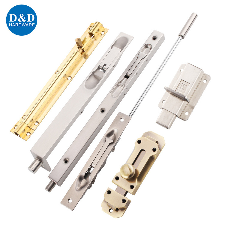 Safety Surface Mount Brass Barrel Tower Nickle Plated Bolt Door Bolt with Lock and Keys