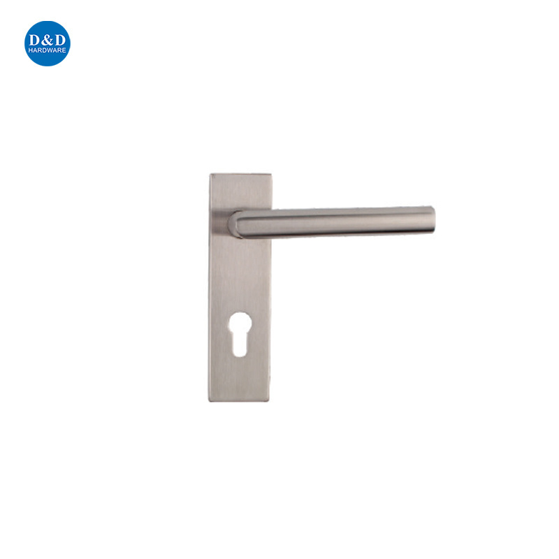 Stainless Steel Cylinder Lock Plate Tube Mitred Lever Handle on Plate