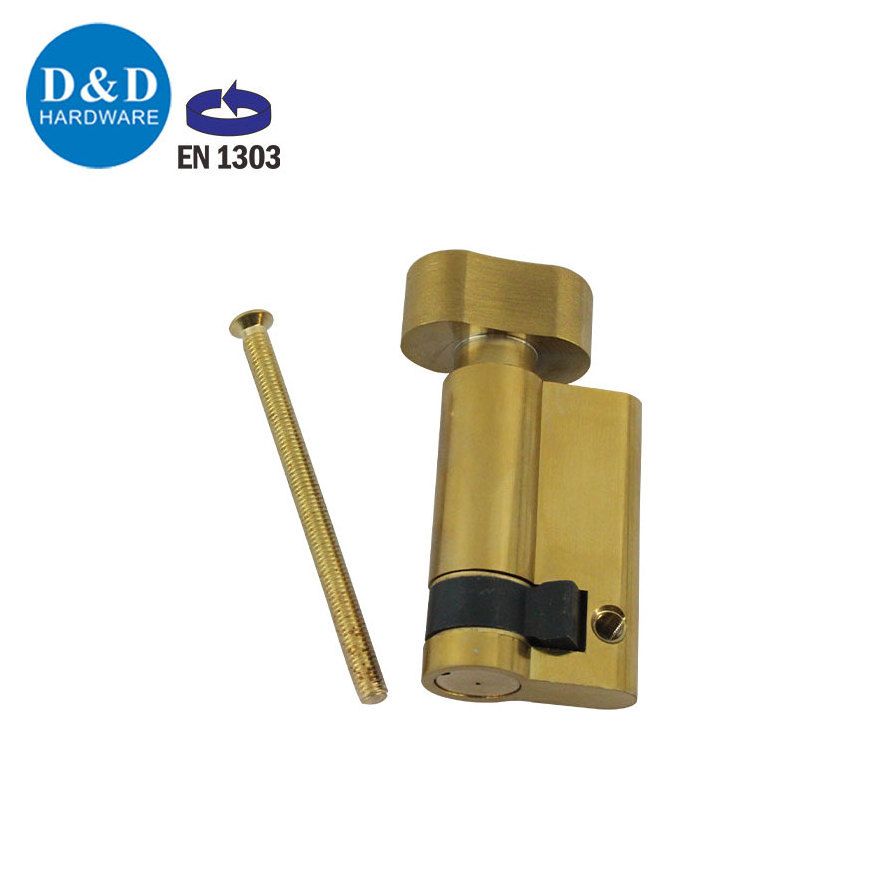 Euro Style Classroom Door Lock 45mm Solid Brass Half Golden Door Cylinder with Thumb Turn