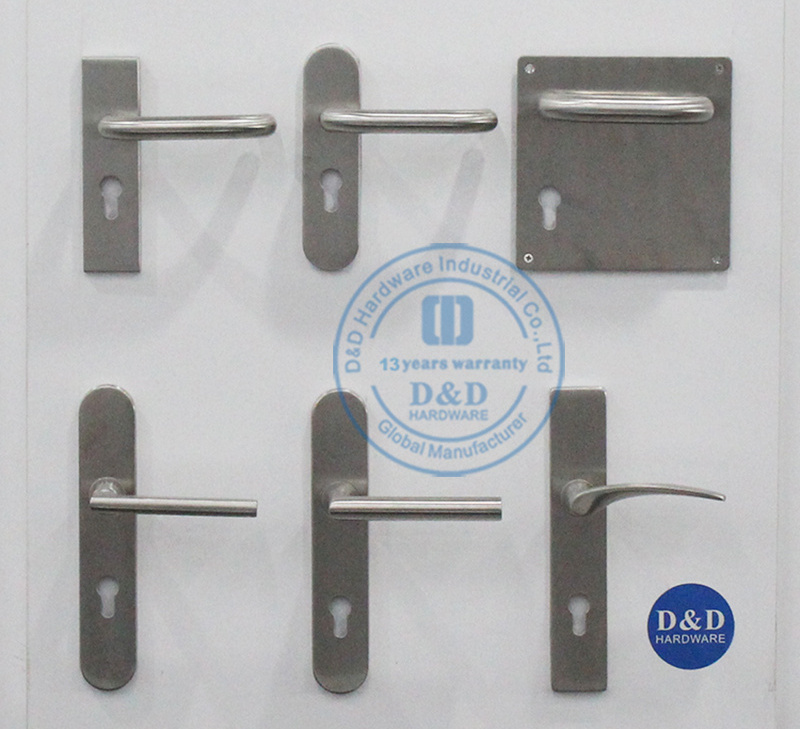 Stainless Steel Cylinder Lock Plate Tube Mitred Lever Handle on Plate