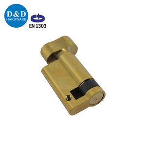 Euro Style Classroom Door Lock 45mm Solid Brass Half Golden Door Cylinder with Thumb Turn