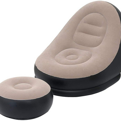 Inflatable Leisure Sofa Chair and Footstool Flocking Lazy Couch Outdoor Folding Lounger Sofa