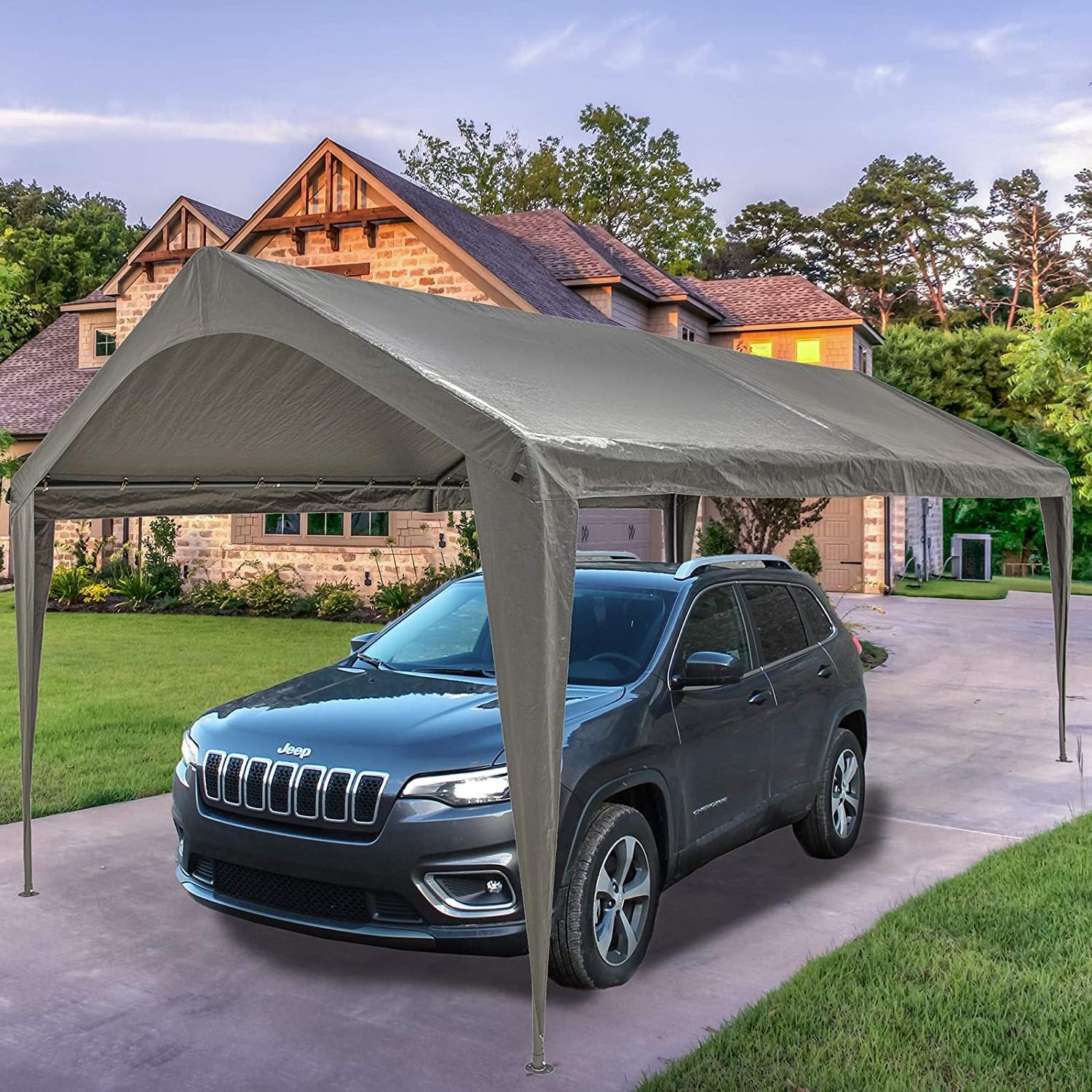 Dandelion 10x20 Feet Carport Replacement Top Canopy Cover for Car Garage Shelter Tent, Dark Grey(Only Top Cover)