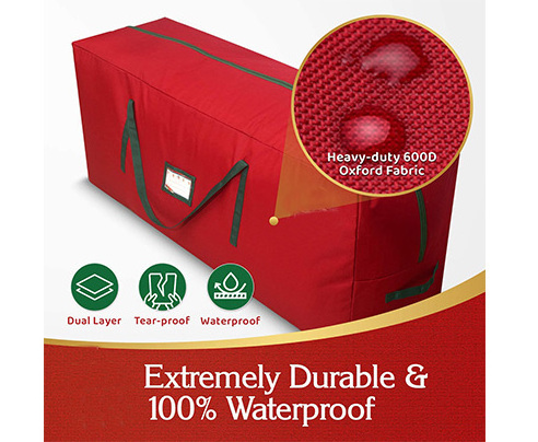 Heavy-Duty 600D Oxford Xmas Holiday Extra Large Container Durable Zipper Waterproof Christmas Tree Storage Bag