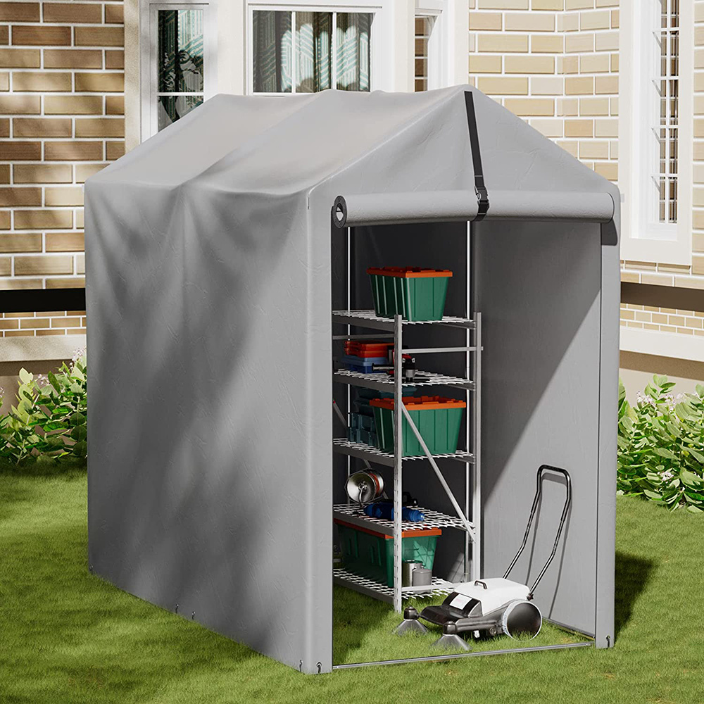 Portable Outdoor Storage Shed 3 x 6 ft Canopy Shelter with Roll-up Zipper Door for Bike Motorcycle