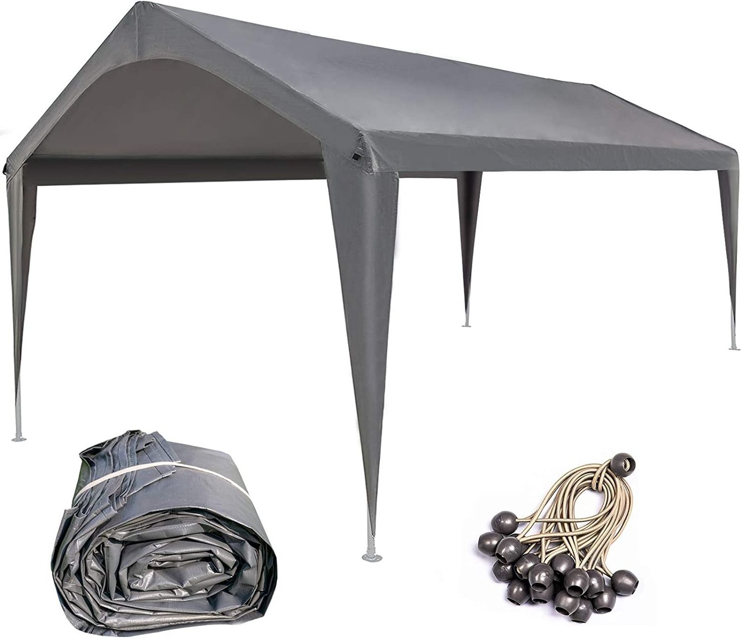 Dandelion 10x20 Feet Carport Replacement Top Canopy Cover for Car Garage Shelter Tent, Dark Grey(Only Top Cover)