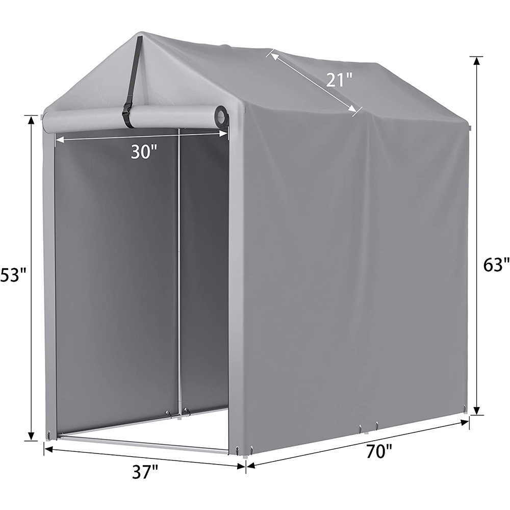 Portable Outdoor Storage Shed 3 x 6 ft Canopy Shelter with Roll-up Zipper Door for Bike Motorcycle