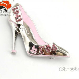 Gamma Phi Delta 1943 brooch with pink butterfly high-heel shoe Customized Jewelry for Greek Sorority Fraternity products