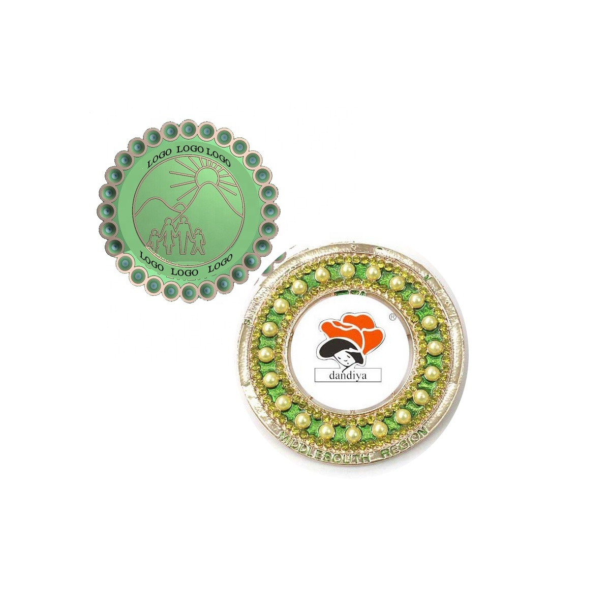 Custom Logo pin brooch Pearl brooch on rhinestone Greek Sorority &Fraternity  ALPHA DELTA customized Logo Brooch