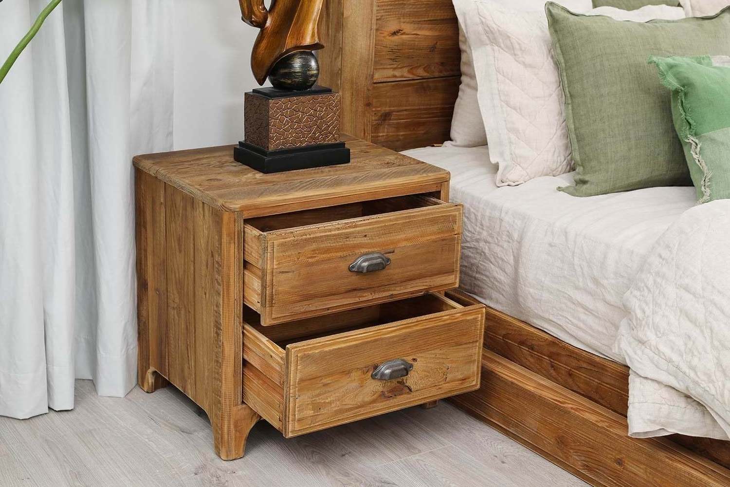 High quality Custom nightstand bedroom set in hotel night side table with drawer antique rustic reclaimed wood nightstand