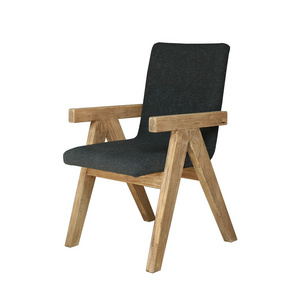 wholesale modern upholstered solid wooden black arm dining chairs