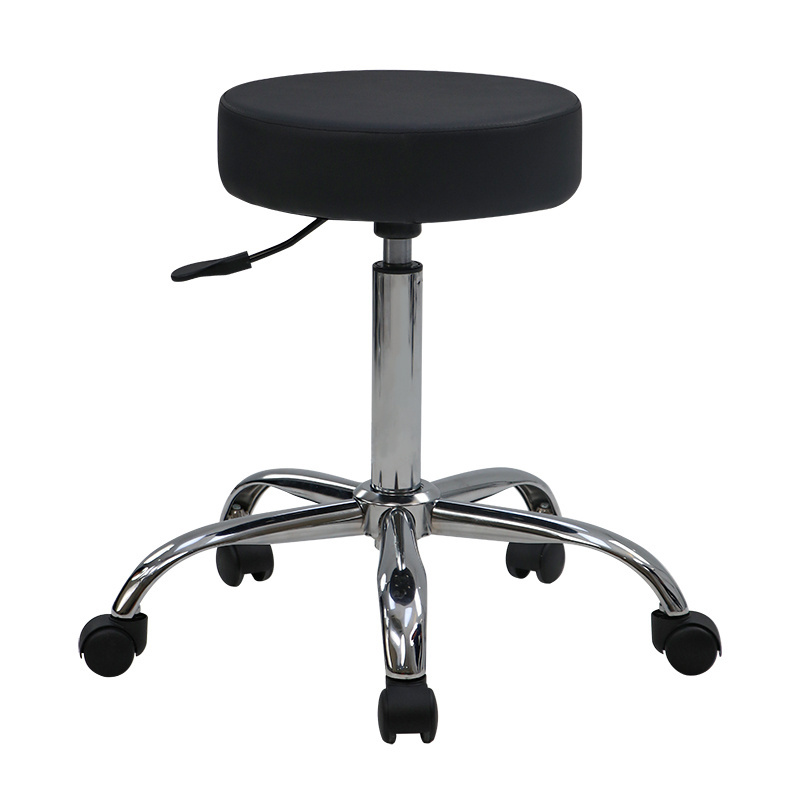 MS-800 Cambodia Factory Custom Black 360 Degree Rotation Portable Round Seat Nylon Base Rolling Stool Swivel Stool Massage Stool